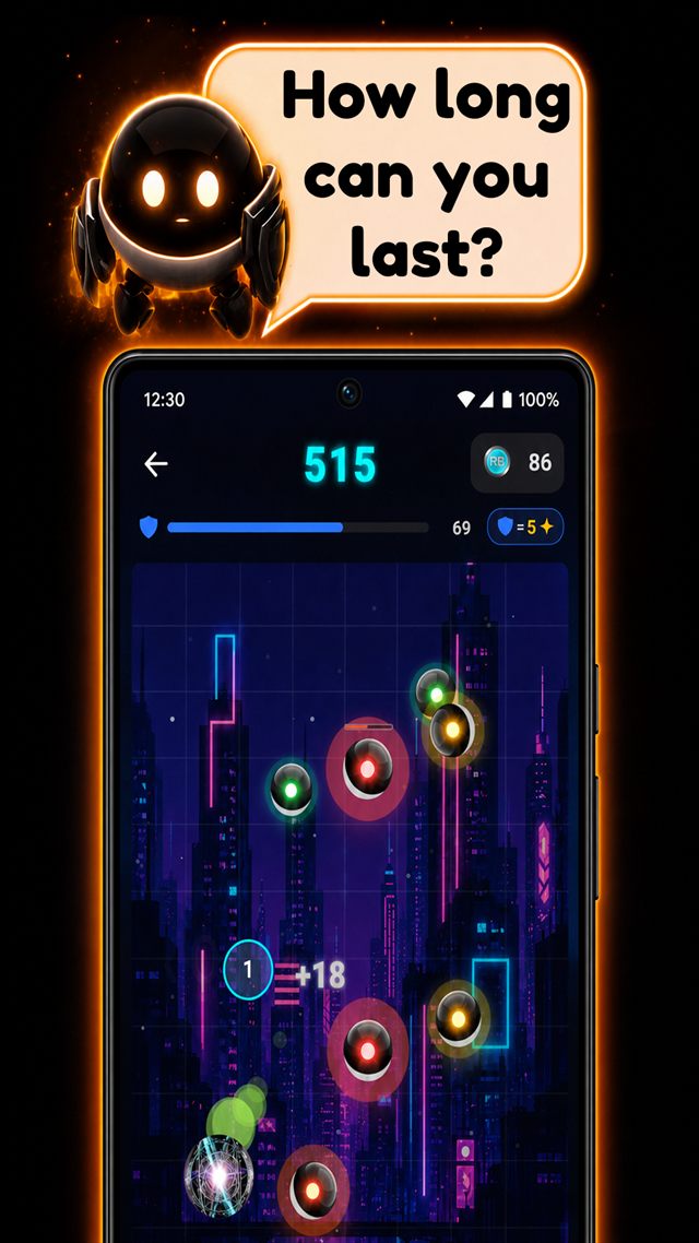 Rollerball Arcade: Rollerball: read the pattern, take the gap