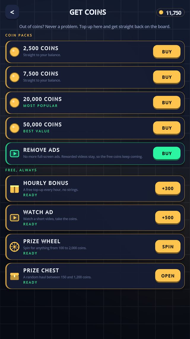 Squares: Coins, for the parts that are not speed